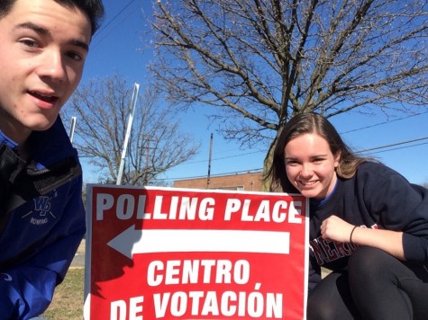 Seniors Owen Albrecht and Alina Selnick took advantage of the nice weather and walked to their polling place.