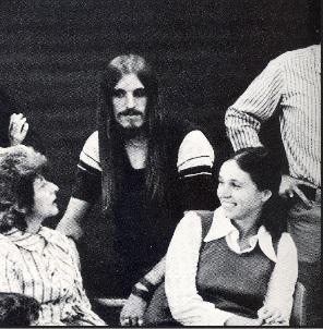 Russell (center) posing for the Groveton 1973-74 yearbooks English department photo