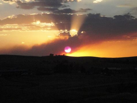 The sun sets over Wounded Knee, SD, near the Pine Ridge Reservation.