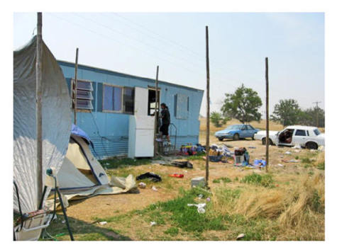 A typical trailer home on the Pine Ridge Reservation.