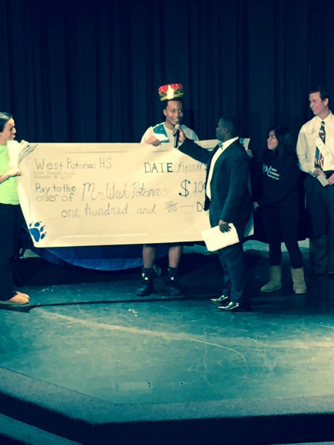 Senior Darrel Mensah received his crown, sash and a check for $100 as 2016s Mr. West Potomac.