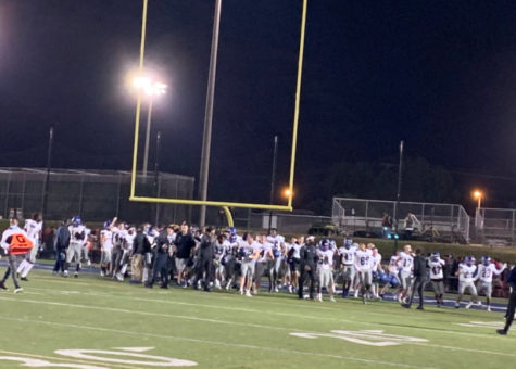 West Po Football Team after their upset 36-21 victory over South County on October 22nd, 2021. Photo Credit: West Potomac High School Twitter. 