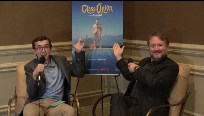 Ben Price, assistant editor-in-chief, chats with director Rian Johnson