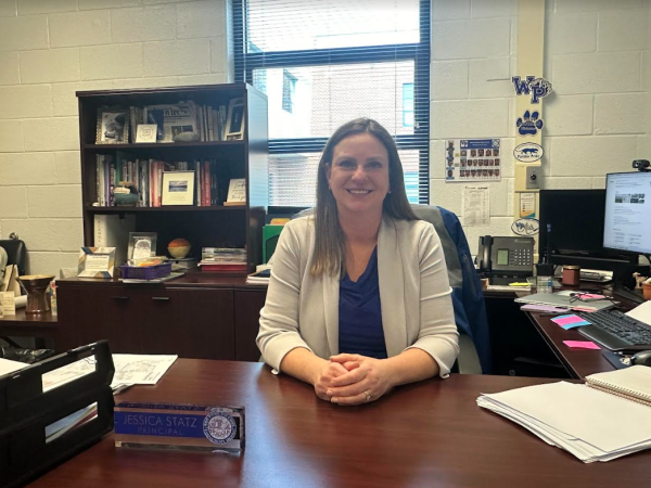 Mrs. Jessica Statz in her new office as she adjusts to the new title of principal.