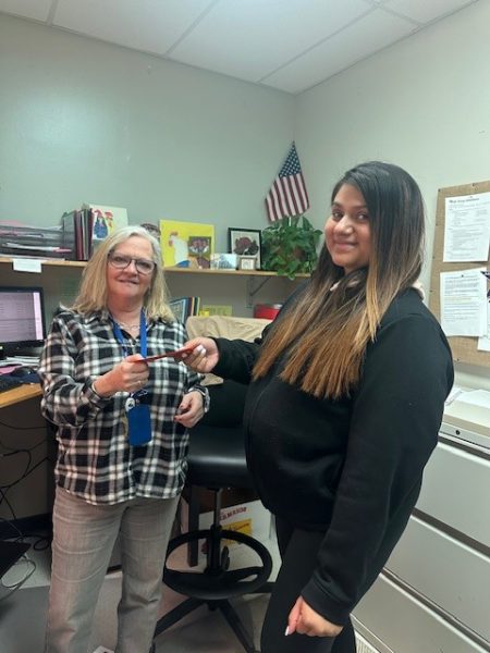 Mary Vandever, Attendance Administrative Assistant, and Karina Morales, Attendance Office Assistant stay busy monitoring attendance. 