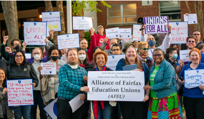 Fairfax Education Unions (FEU) workers campaign for collective bargaining.