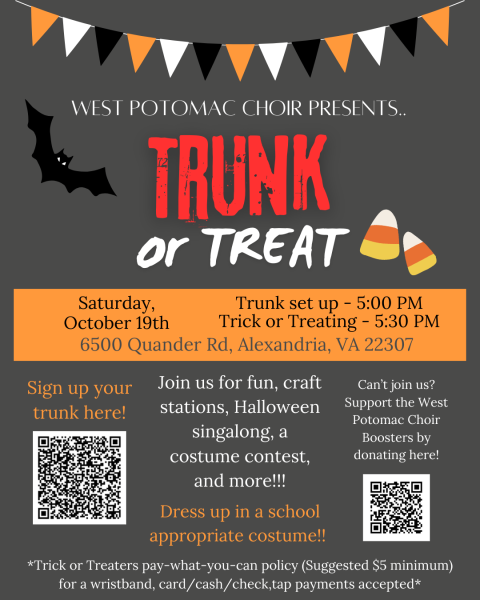 Flier for the Trunk or Treat event organized by West Potomac Choir