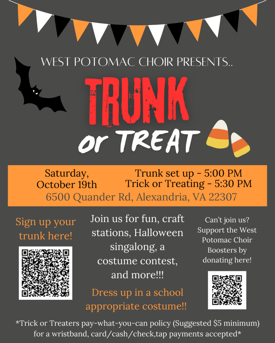 Flier for the Trunk or Treat event organized by West Potomac Choir