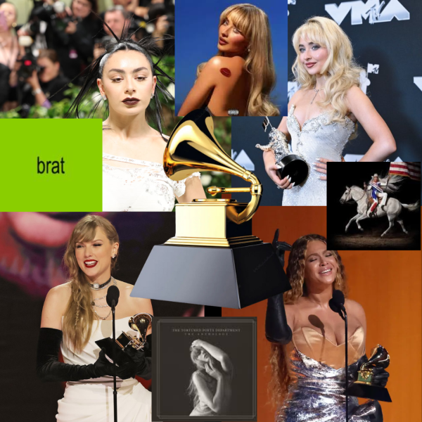 Photos of various women and related music nominated for Grammy awards