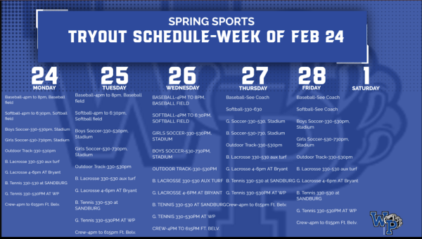 Spring Sports Tryouts Start Monday, February 24th