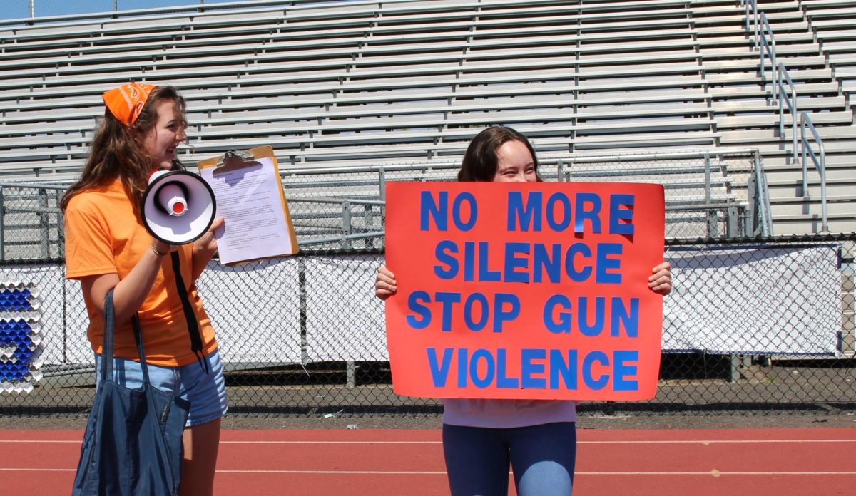 Eloise Andreozzi, the organizer of the walkout speaking on the importance of Gun reforms.