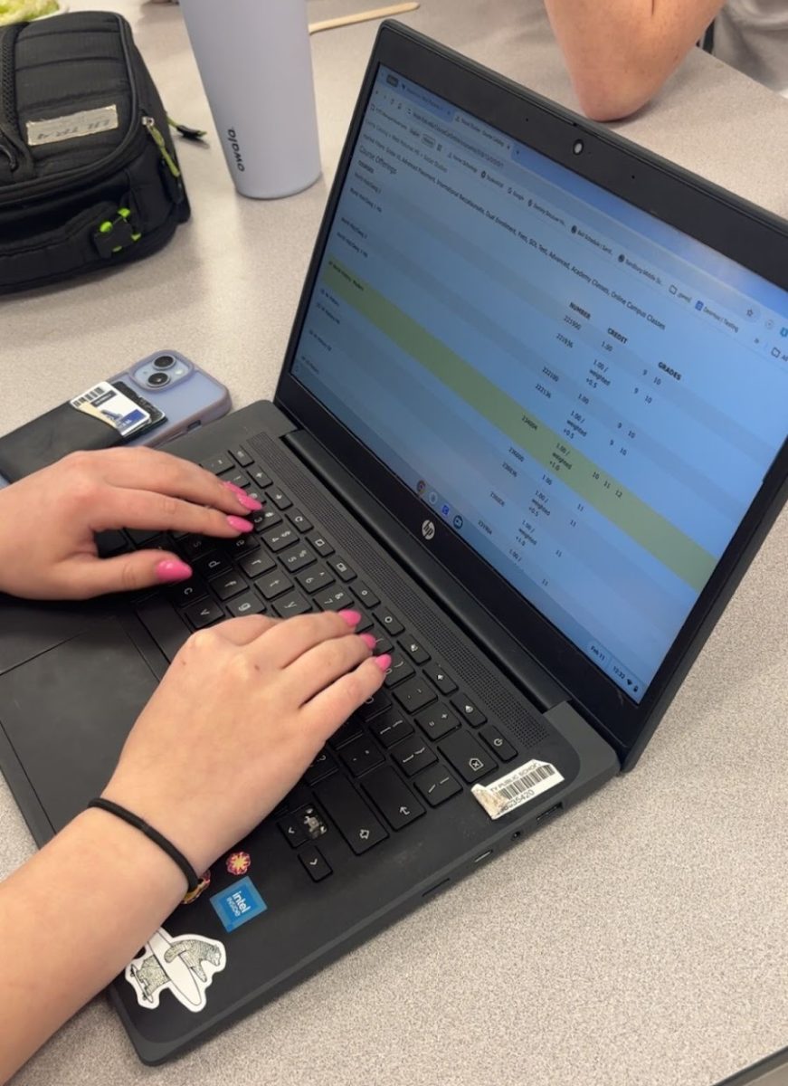 A West Po student looking at available courses through the course catalog.