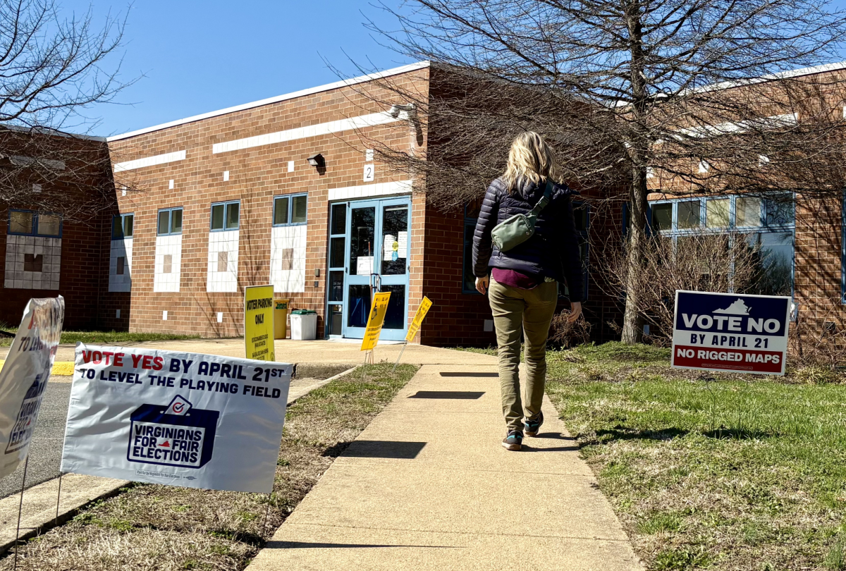 Virginia voter enters early voting site to vote on the redistricting amendment.